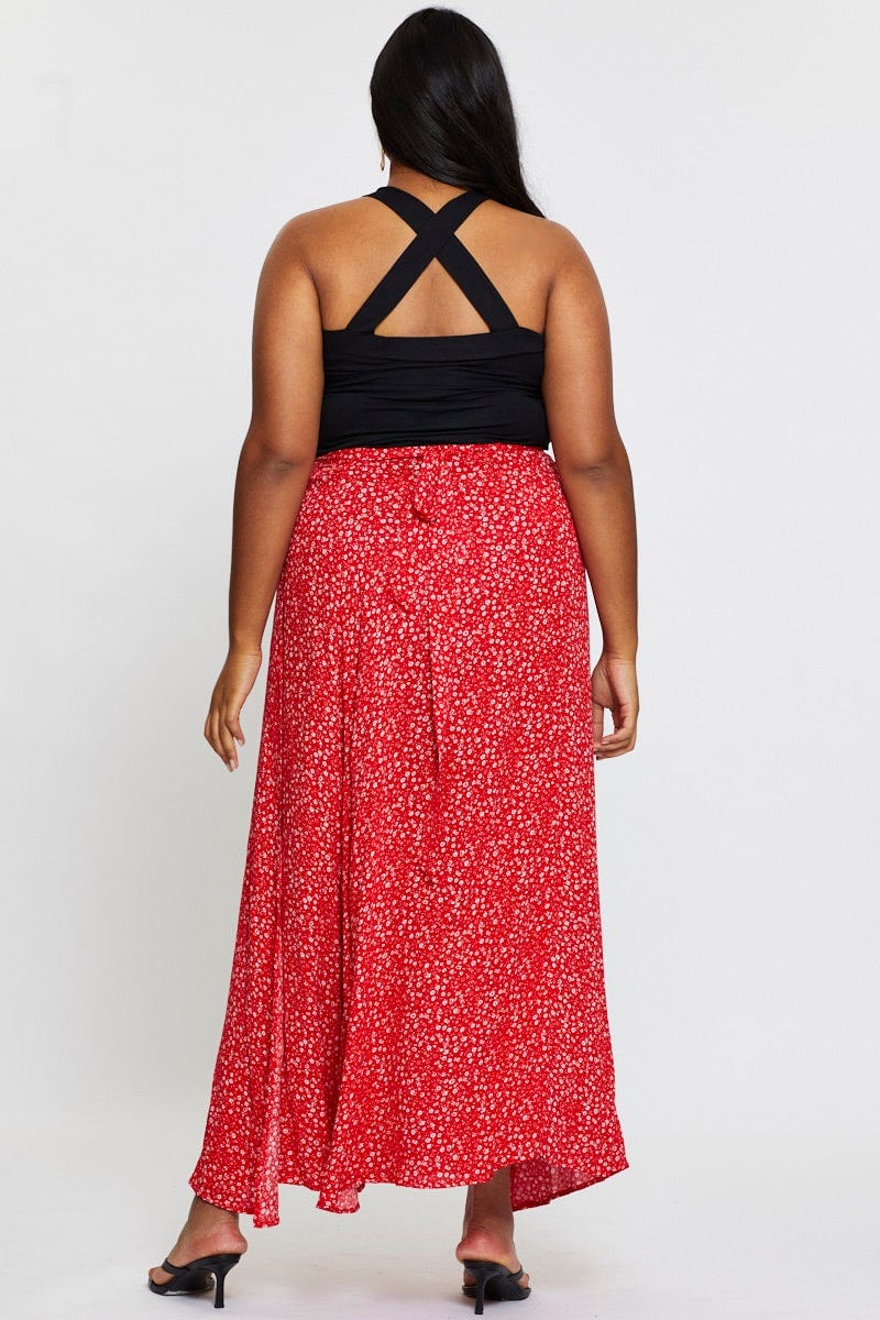 Floral Prt Maxi Wrap Skirt Tie For Women By You And All