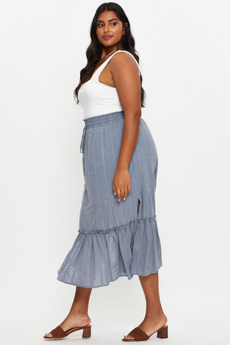 Blue Maxi Skirt  Ruffle Hem for Women by You and All