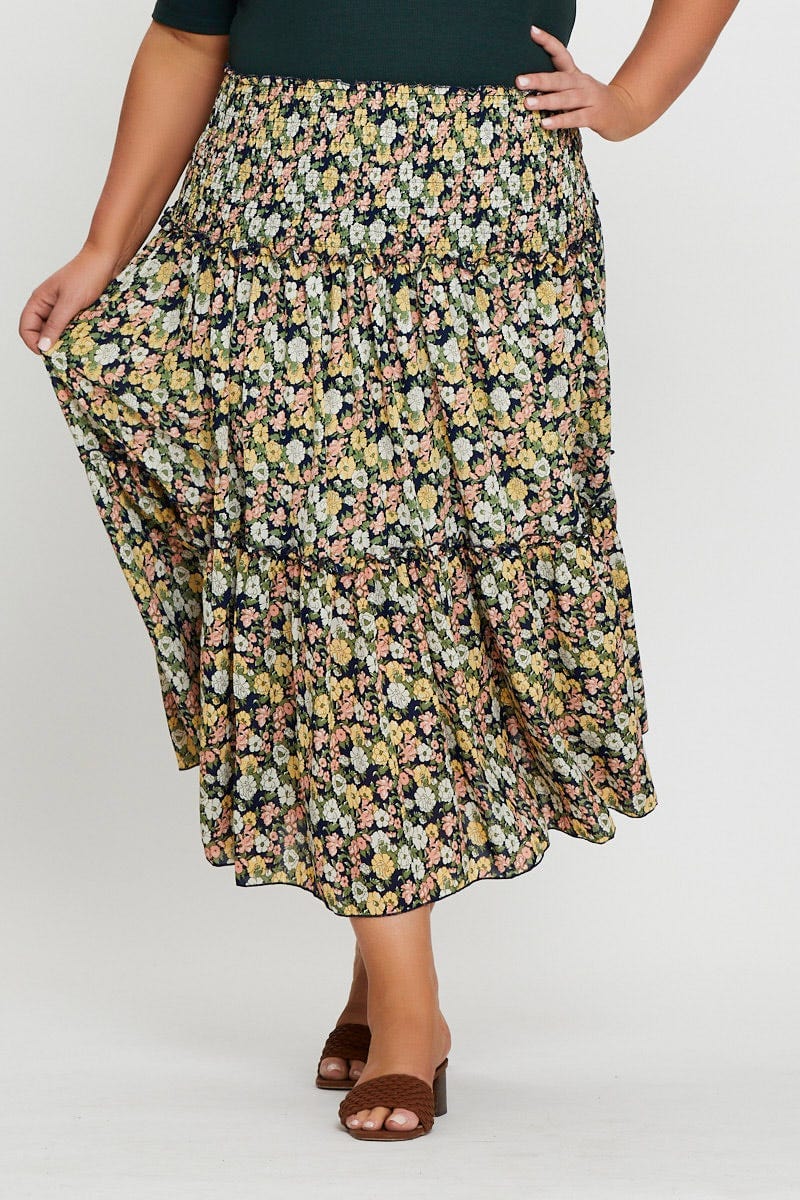 Floral Prt Maxi Skirt Elastic Waist For Women By You And All