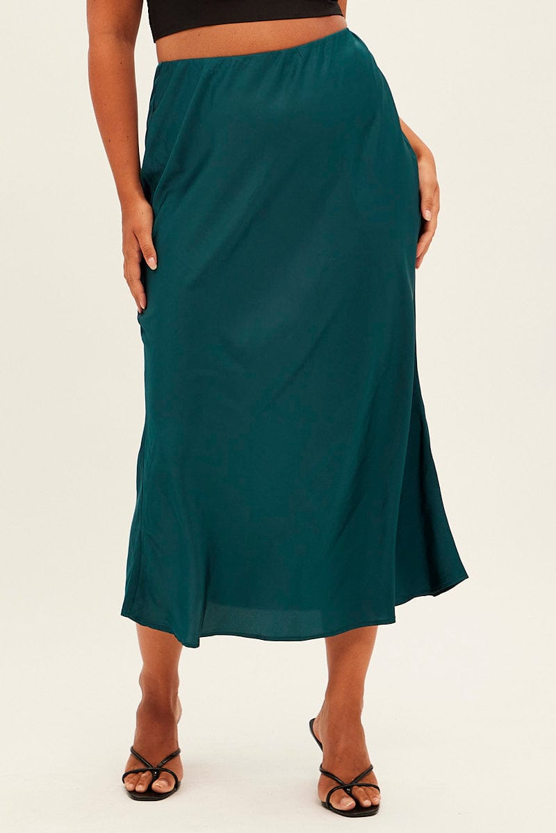 Green Maxi Satin Skirt for YouandAll Fashion