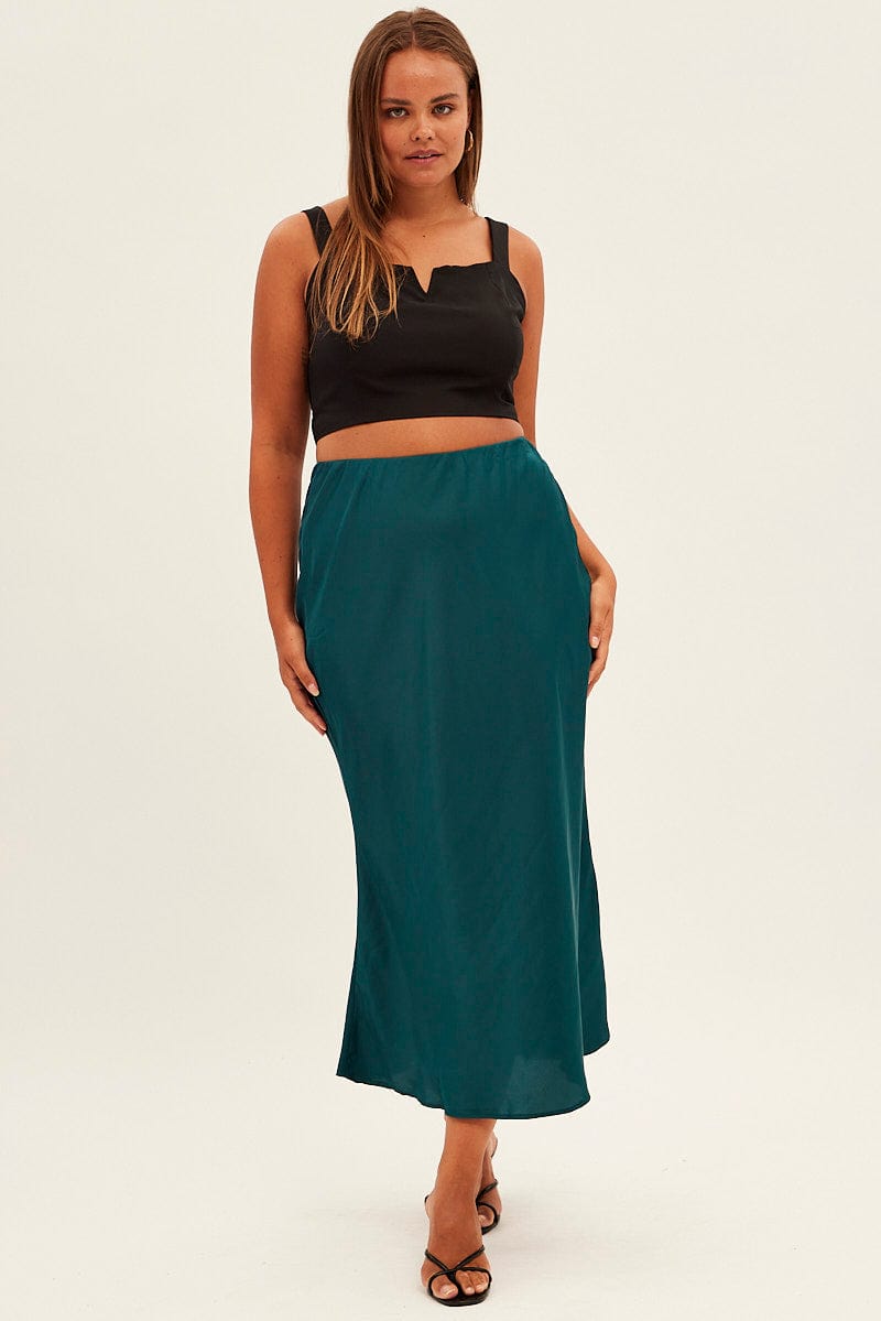 Green Maxi Satin Skirt for YouandAll Fashion