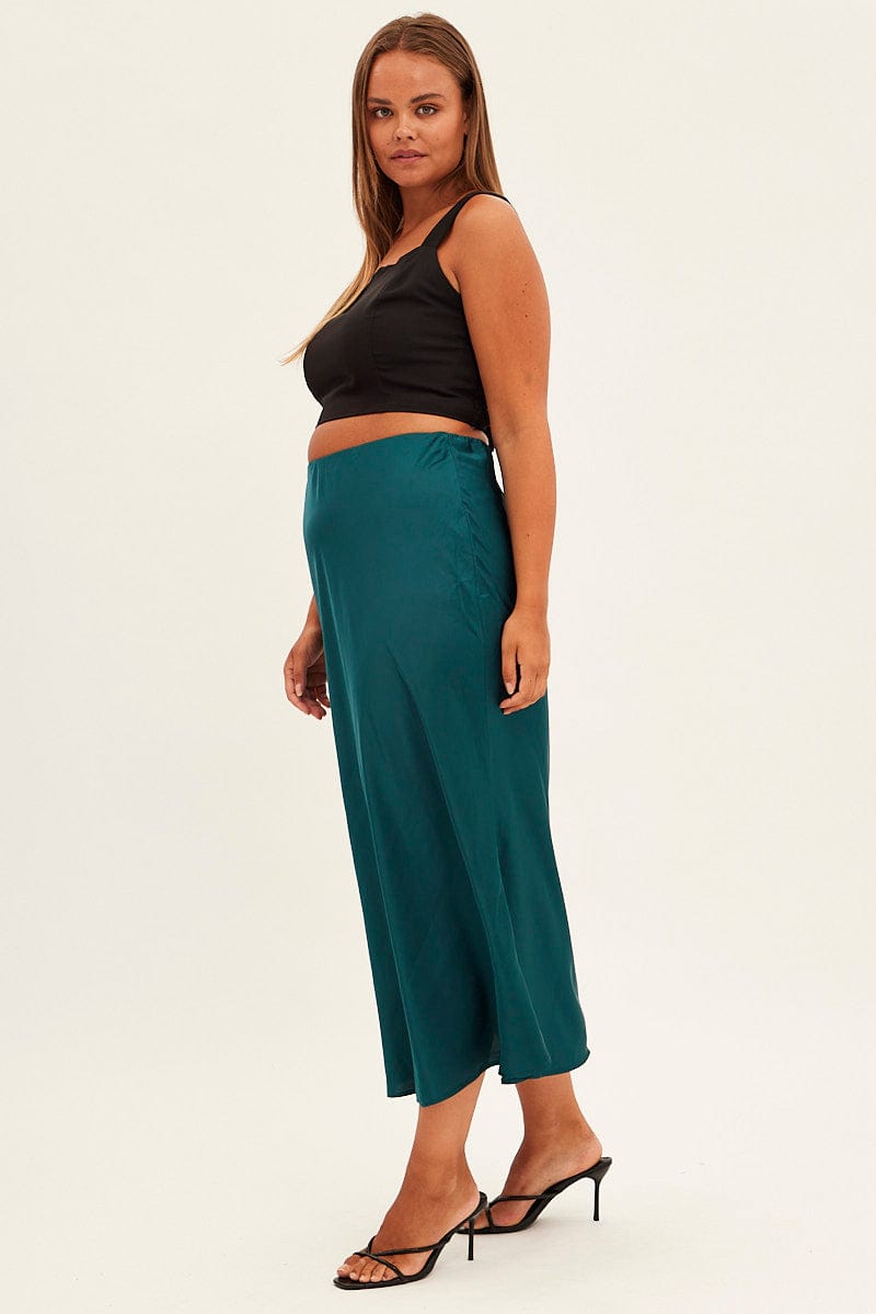 Green Maxi Satin Skirt for YouandAll Fashion