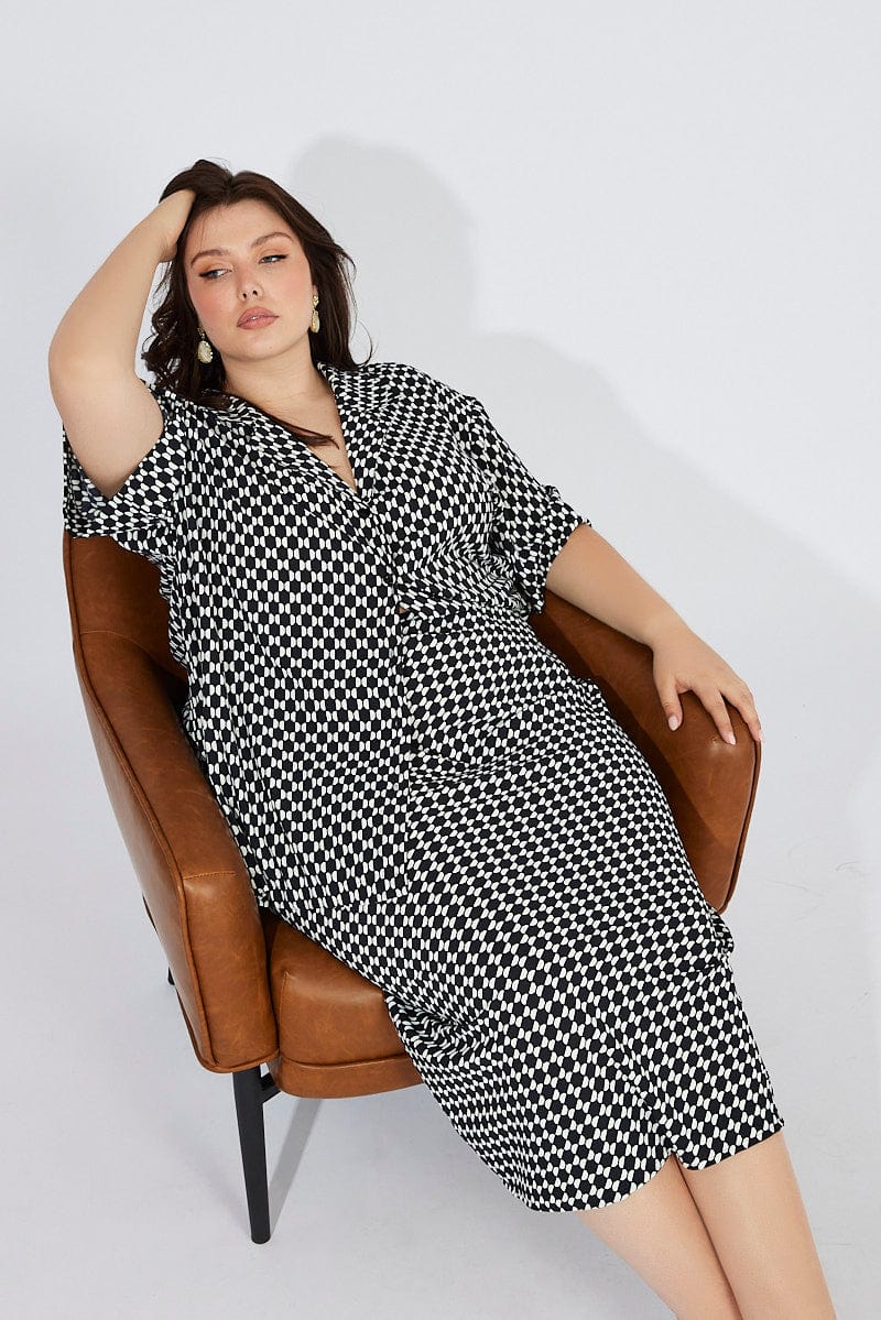 Black Geo Bias Slip Maxi Skirt for YouandAll Fashion
