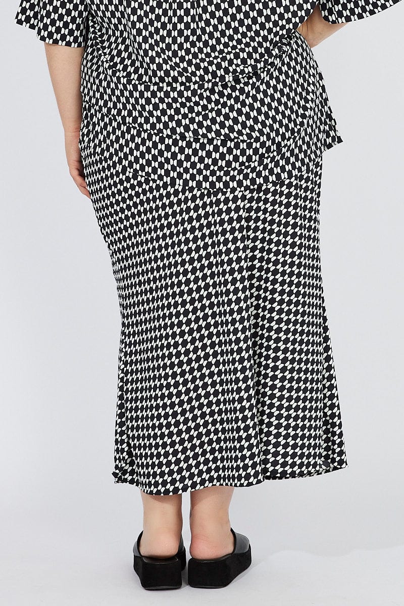Black Geo Bias Slip Maxi Skirt for YouandAll Fashion