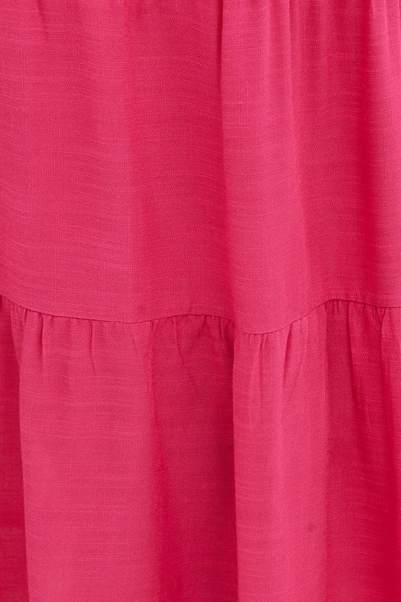 Pink Maxi Skirt High Waist Tiered for YouandAll Fashion