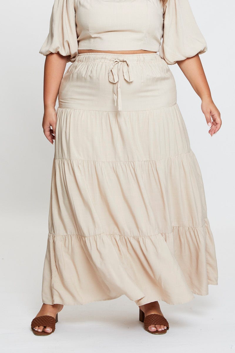 Plus size long tiered skirts sale