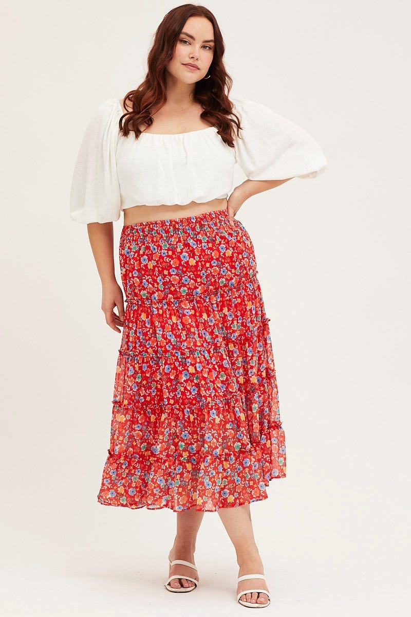 Floral Prt Maxi Skirt Elastic Waist For Women By You And All