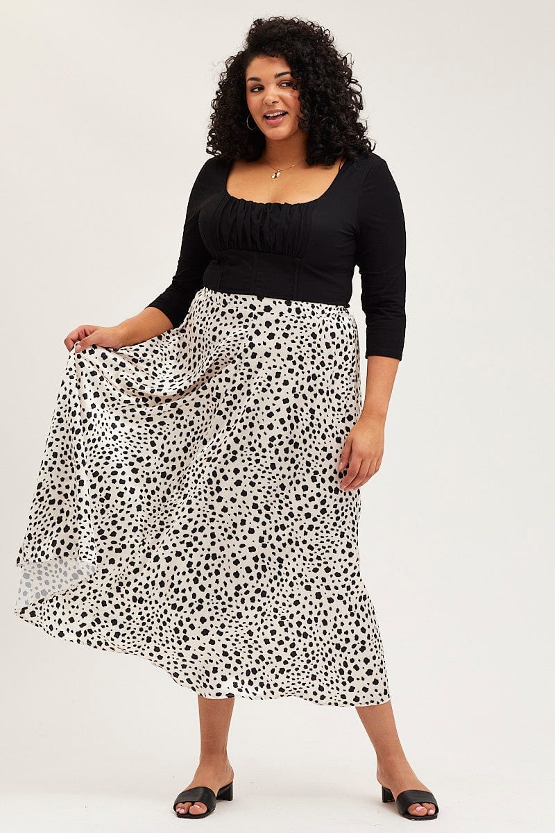 Geo Print Midi Satin Skirt For Women By You And All
