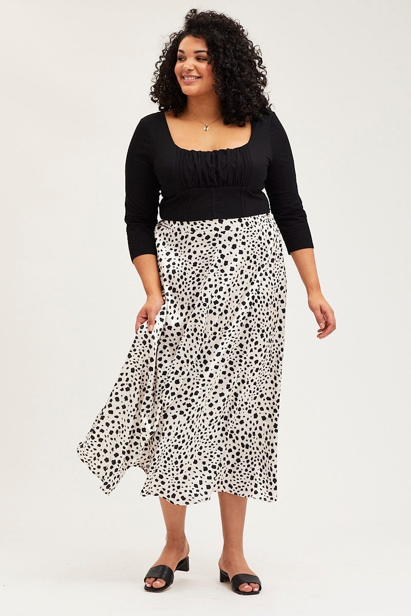 Geo Print Midi Satin Skirt For Women By You And All