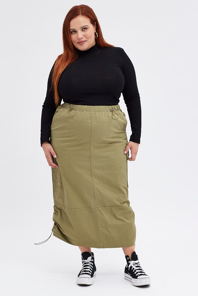 Green Maxi Skirt Parachute for YouandAll Fashion