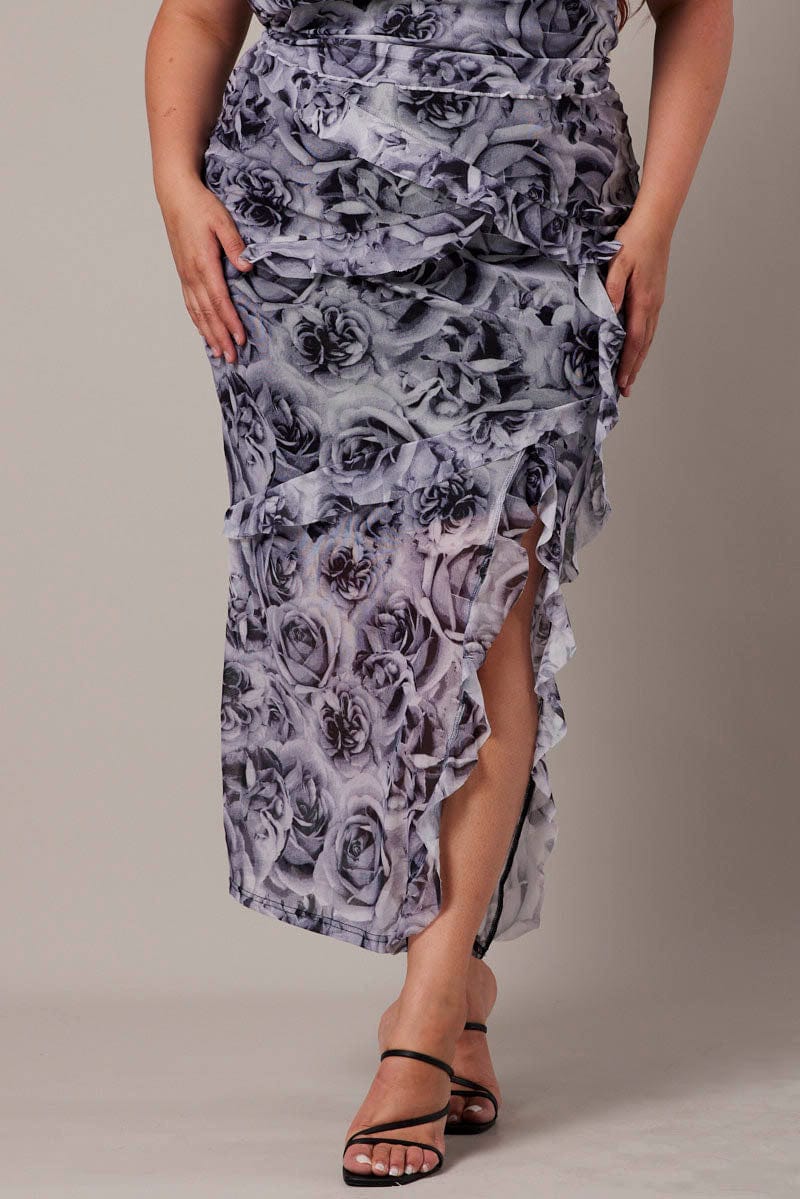 Mesh Fril Black Floral Rosette Mesh Frill Skirt | You & All