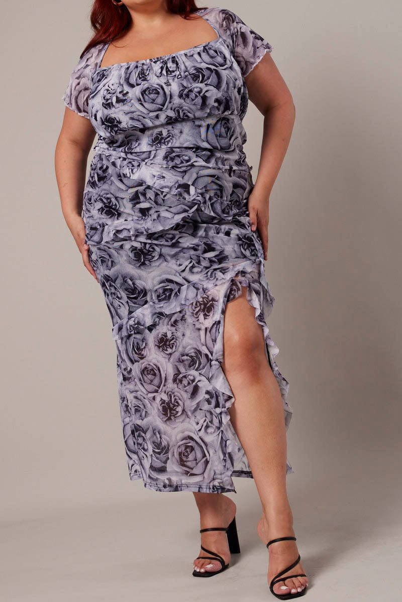 Mesh Fril Black Floral Rosette Mesh Frill Skirt | You & All