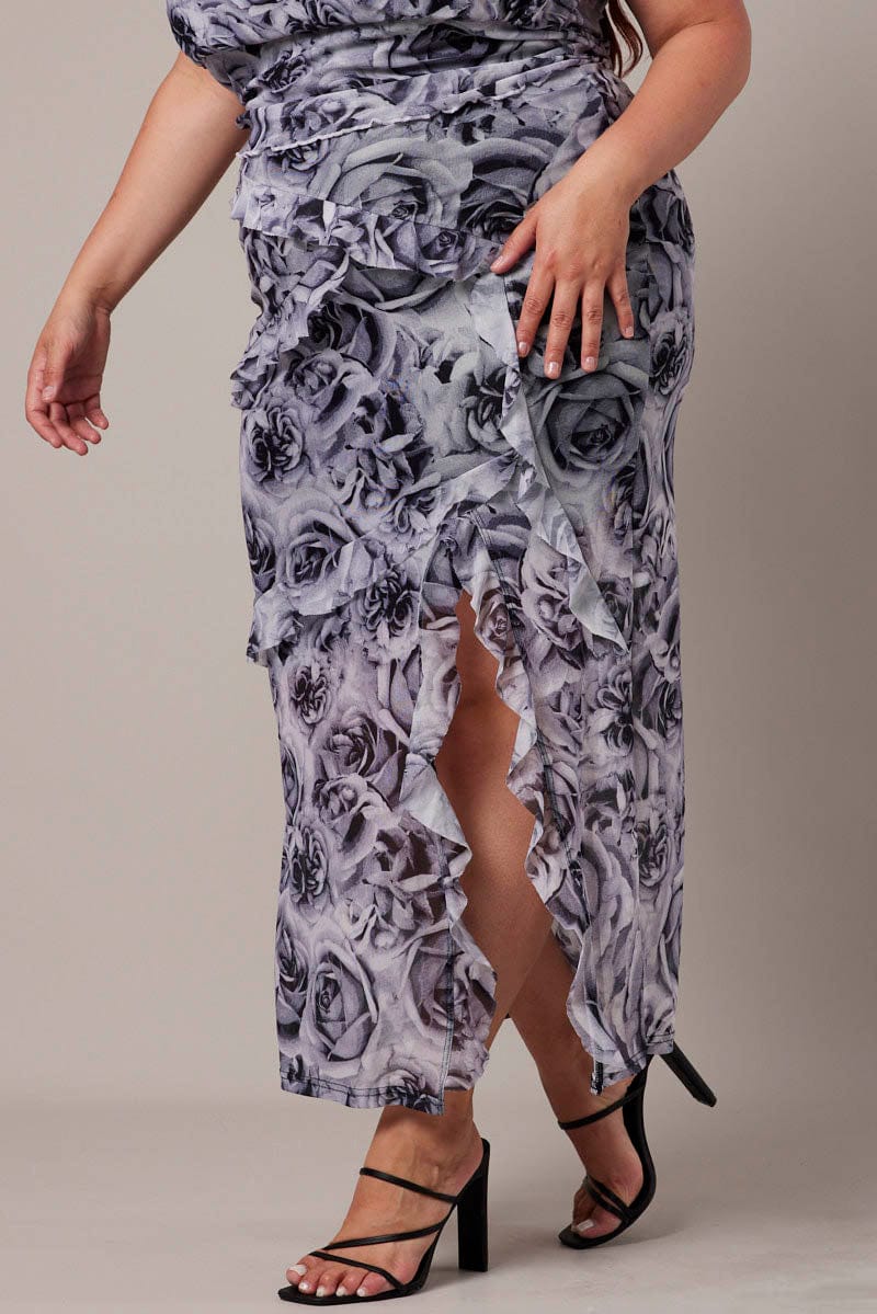 Mesh Fril Black Floral Rosette Mesh Frill Skirt | You & All