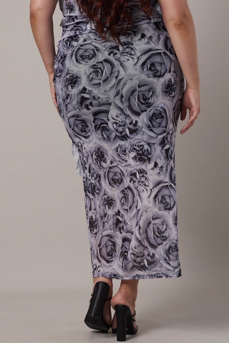 Black Floral Rosette Mesh Frill Skirt for YouandAll Fashion