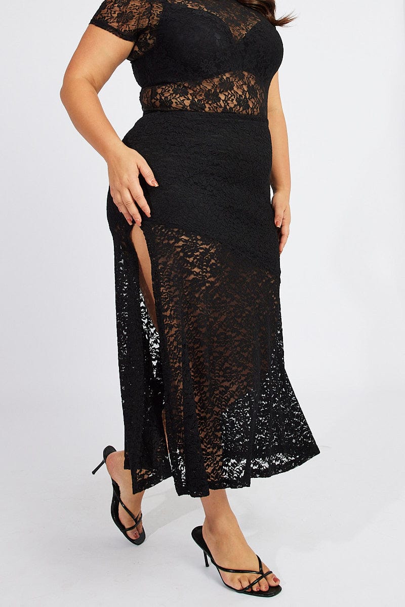 Black Lace Maxi Skirt for YouandAll Fashion