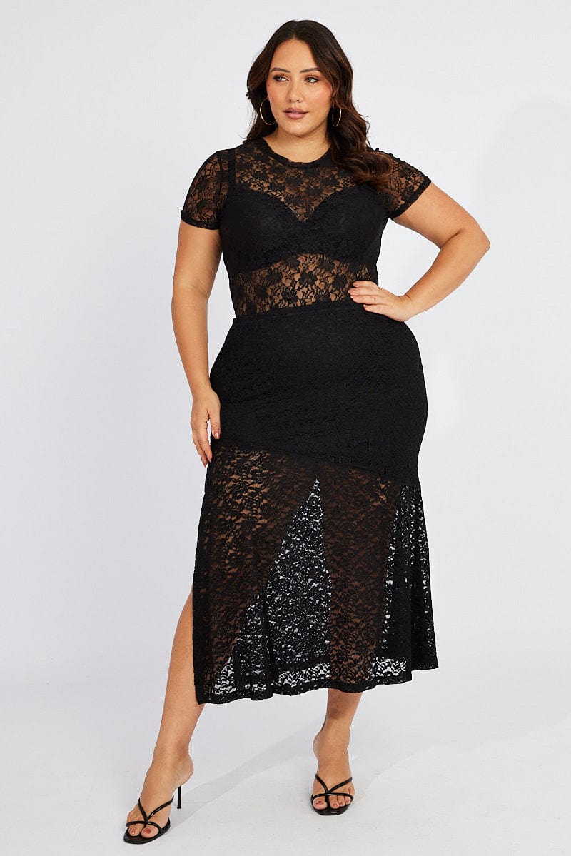 Black Lace Maxi Skirt for YouandAll Fashion