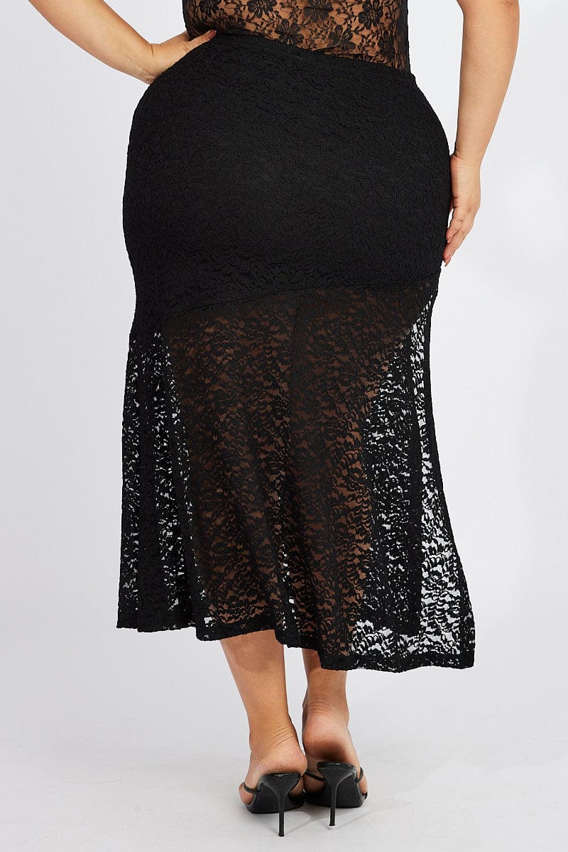 Black Lace Maxi Skirt for YouandAll Fashion