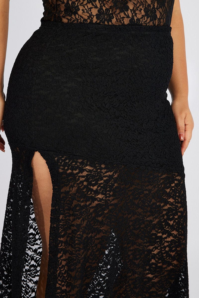 Black Lace Maxi Skirt for YouandAll Fashion