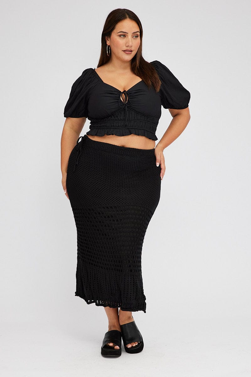 Black Crochet Long Skirt for YouandAll Fashion