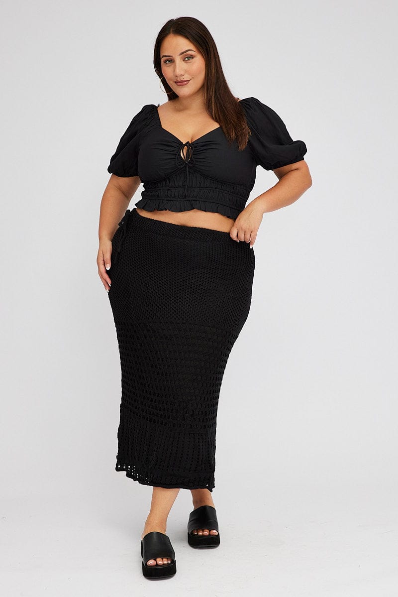 Black Crochet Long Skirt for YouandAll Fashion