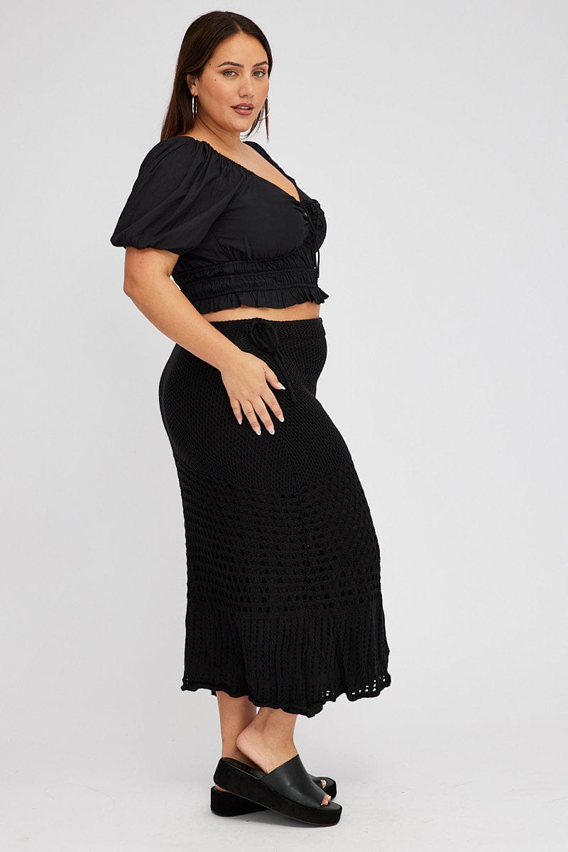 Black Crochet Long Skirt for YouandAll Fashion