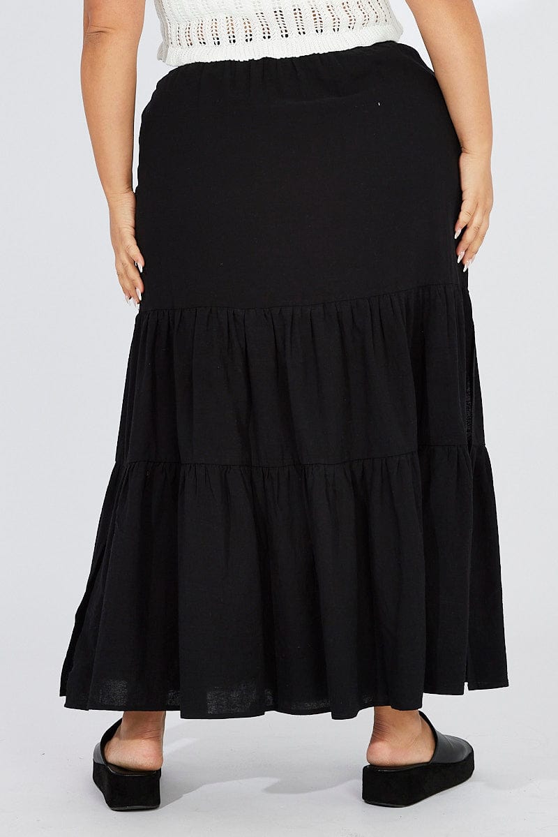 Black Maxiskirt Tassel Tie Side Splits for YouandAll Fashion