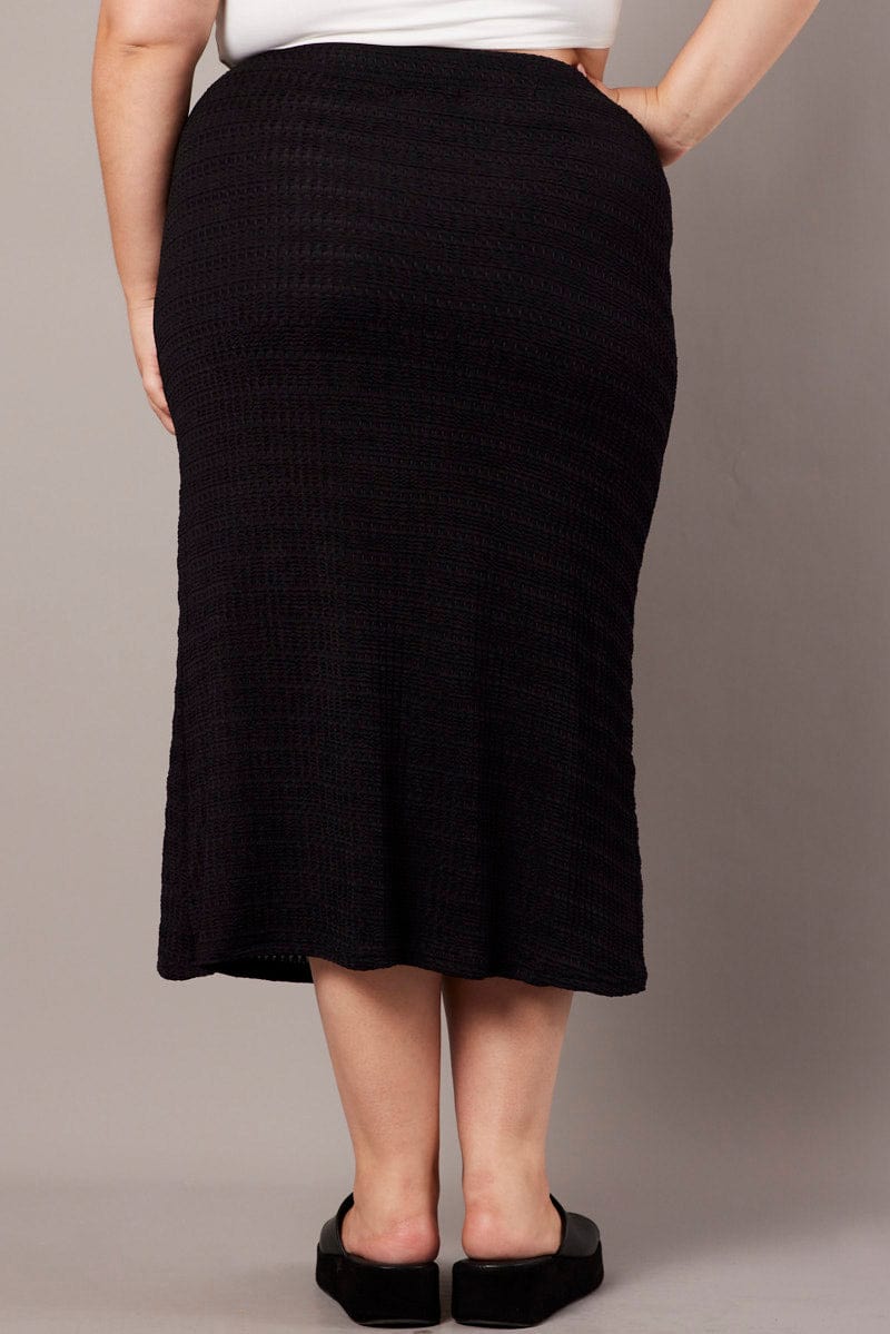 Black Textured Fitted Skirt for YouandAll Fashion