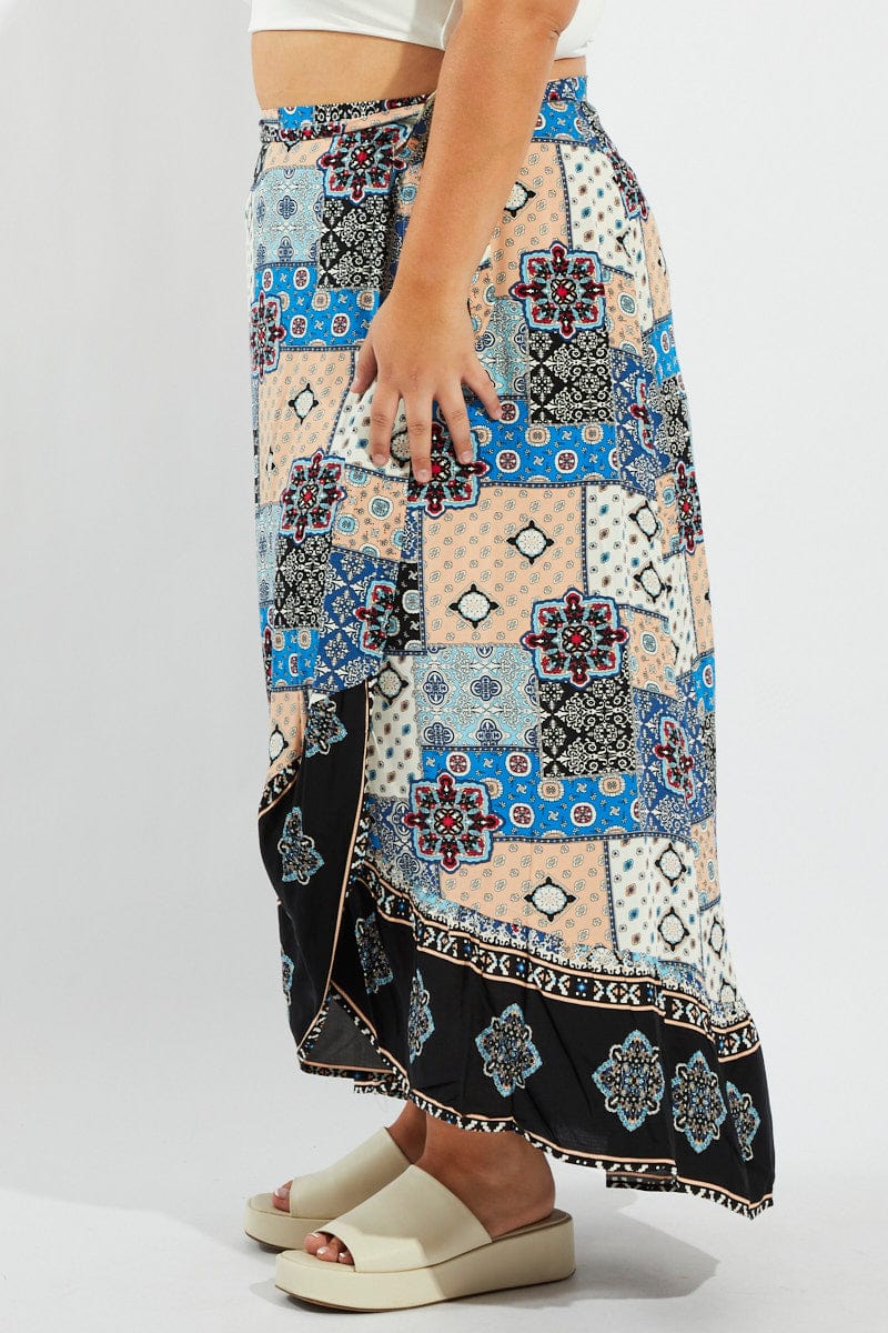 Multi Boho Wrap Maxi Skirt for YouandAll Fashion