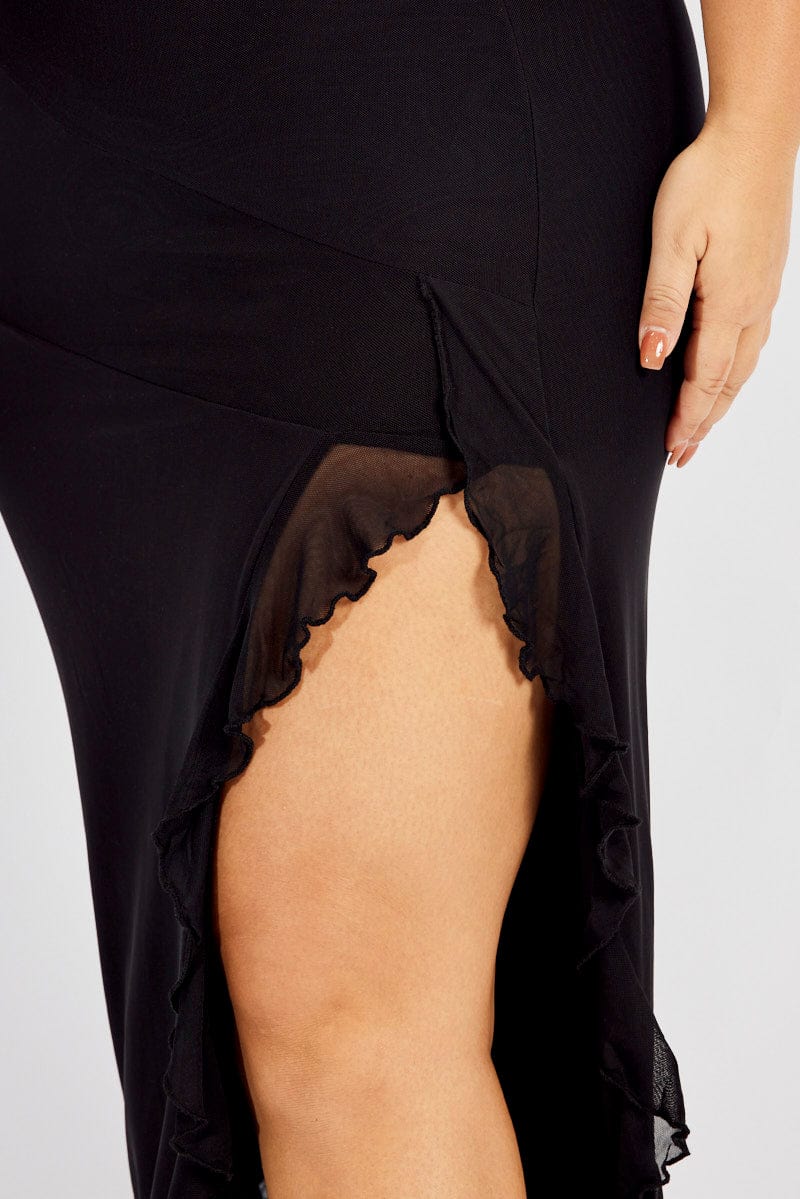 Black Mesh Frill Panel Skirt for YouandAll Fashion