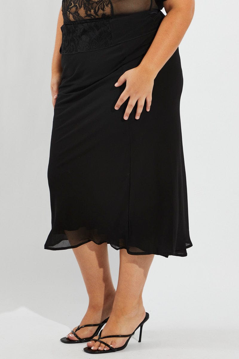Black Bias Chiffon Maxi Slip Skirt for YouandAll Fashion