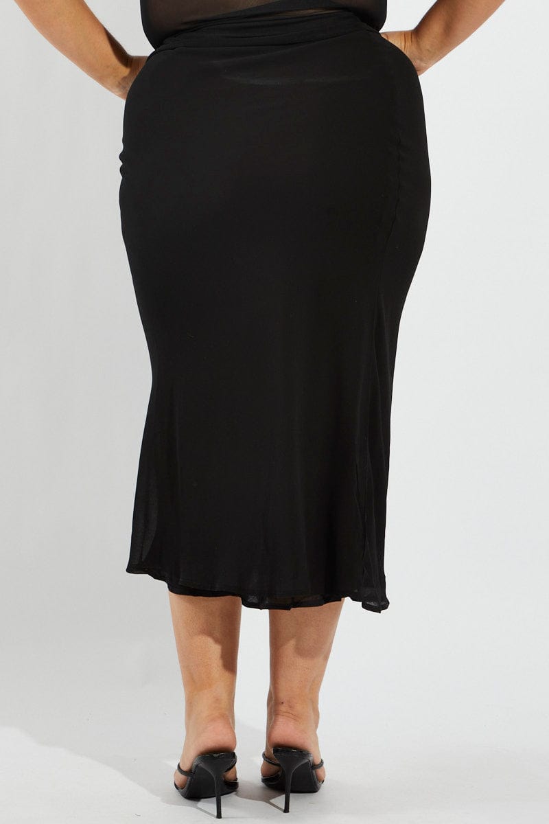 Black Bias Chiffon Maxi Slip Skirt for YouandAll Fashion