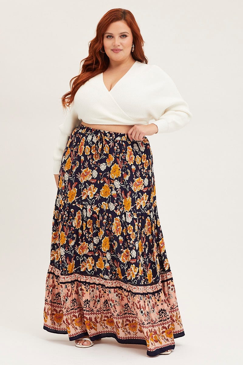Boho Prt Maxi Skirt Tie For Women By You And All