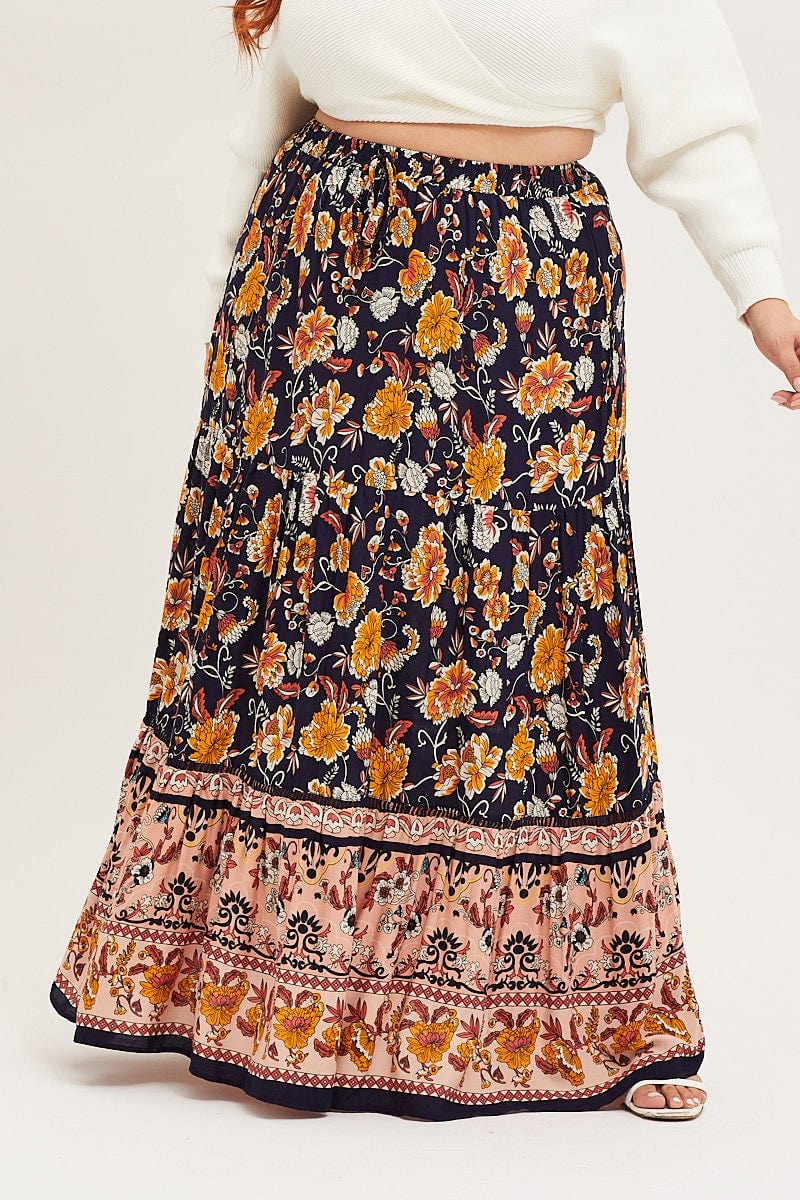 Boho Prt Maxi Skirt Tie For Women By You And All