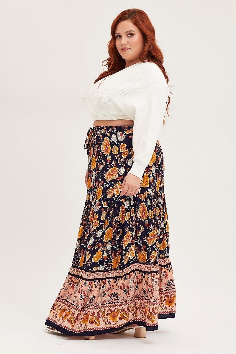 Boho Prt Maxi Skirt Tie For Women By You And All