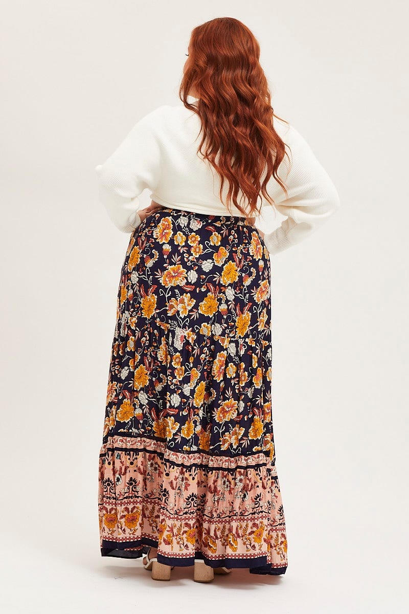 Boho Prt Maxi Skirt Tie For Women By You And All