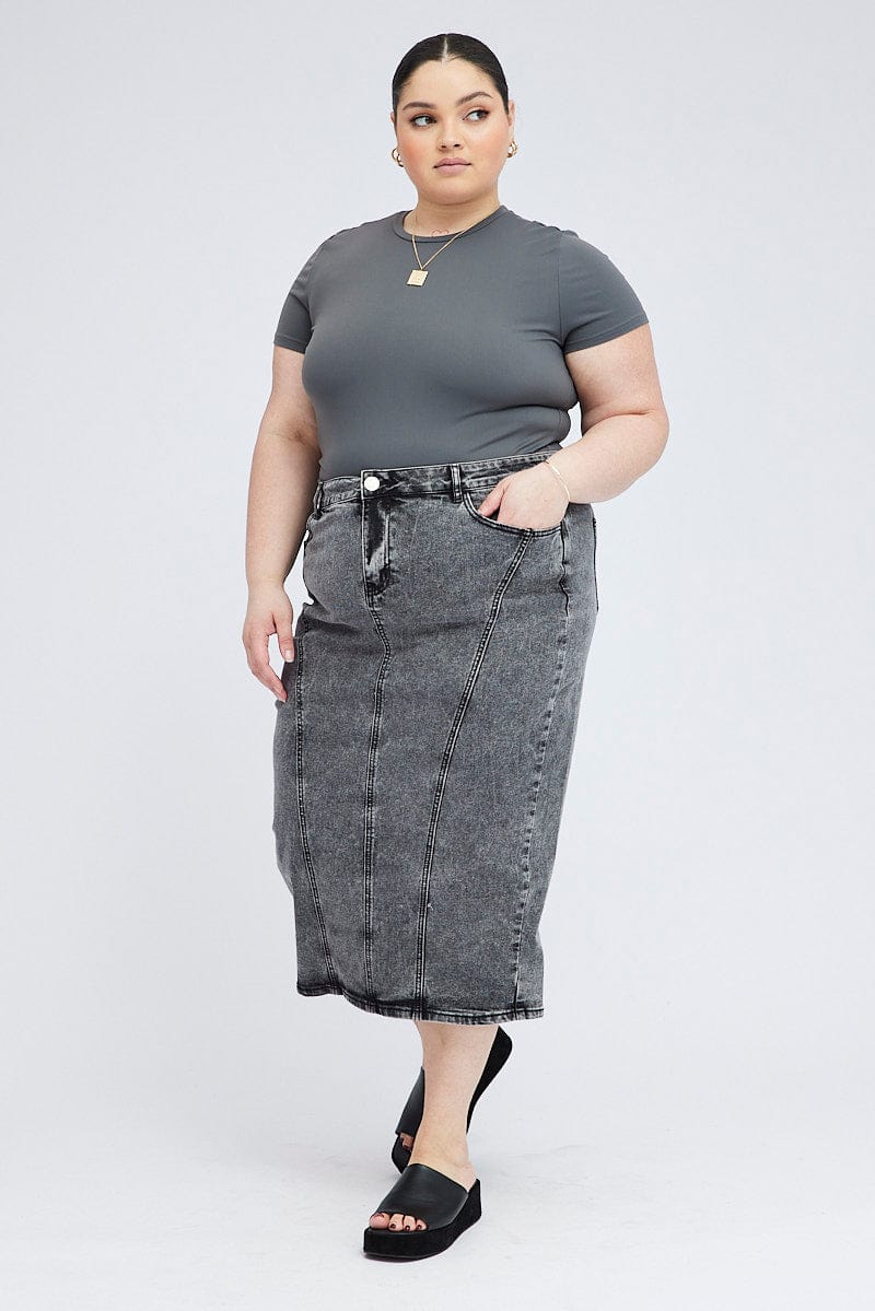 Black Midi Skirt Denim You All