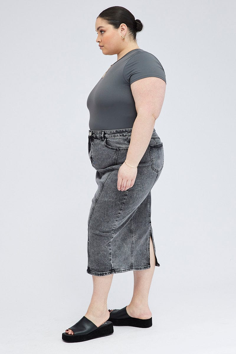 Black Midi Skirt Denim for YouandAll Fashion