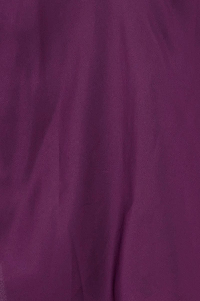 Purple Midi Skirt Elastic Waist Split Satin for YouandAll Fashion