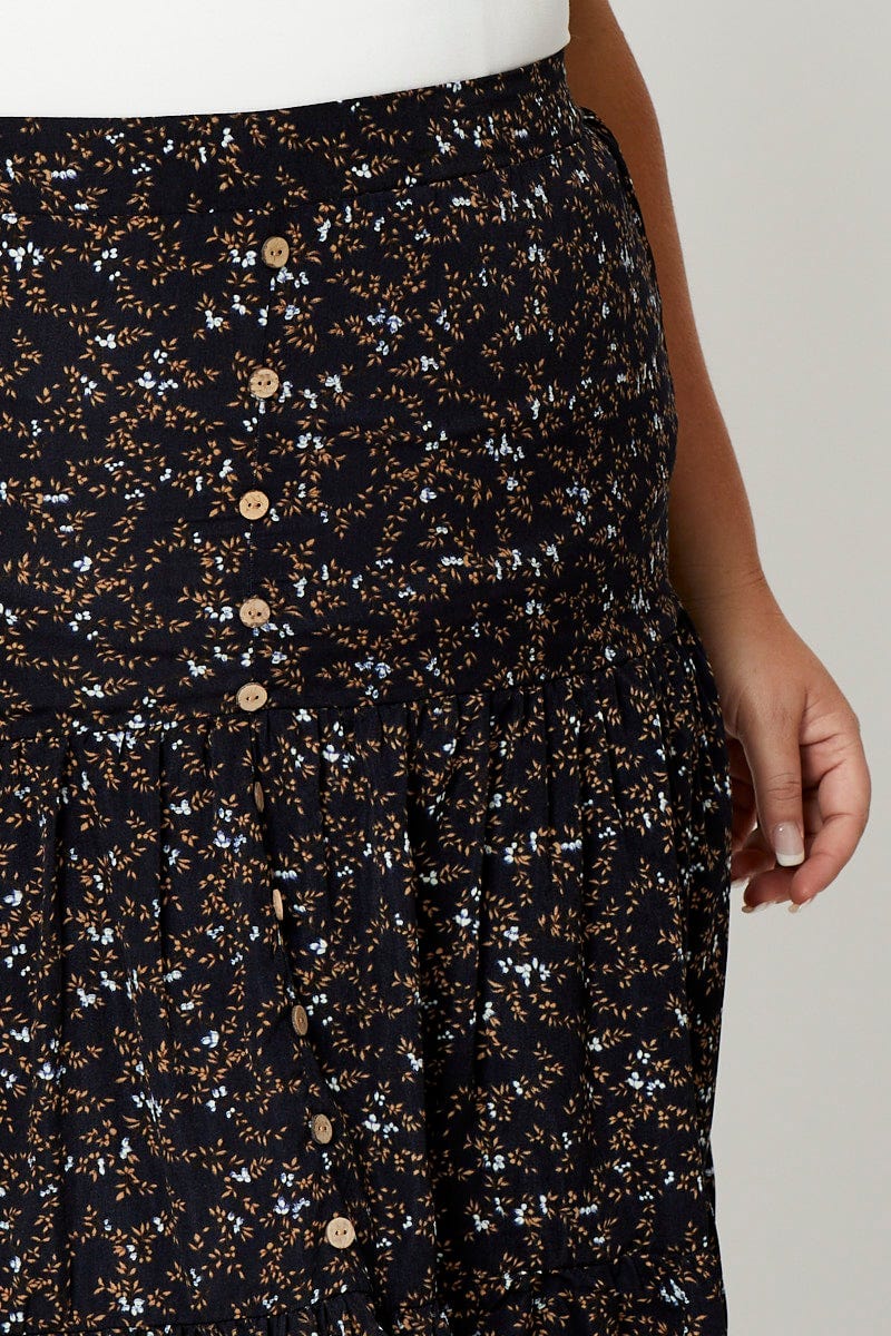 Floral Prt Midi Skirt Tie For Women By You And All
