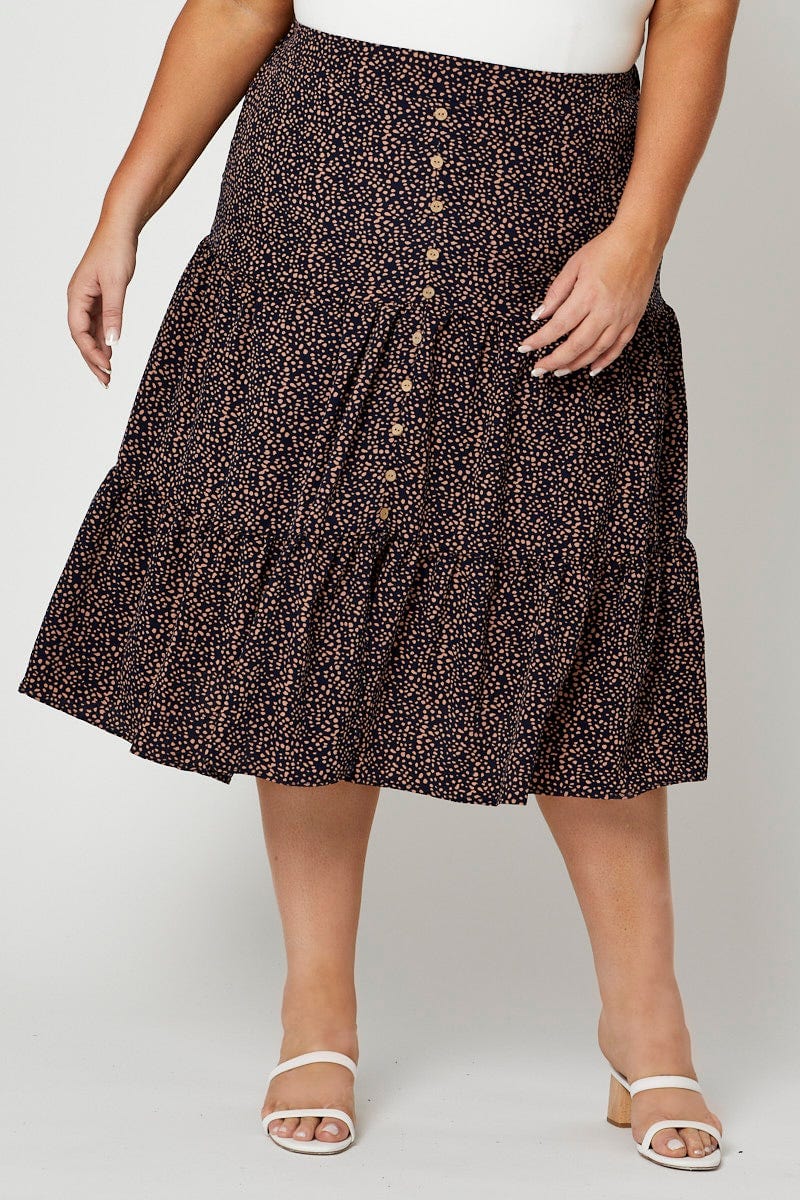 Animal Prt Midi Skirt Tie For Women By You And All