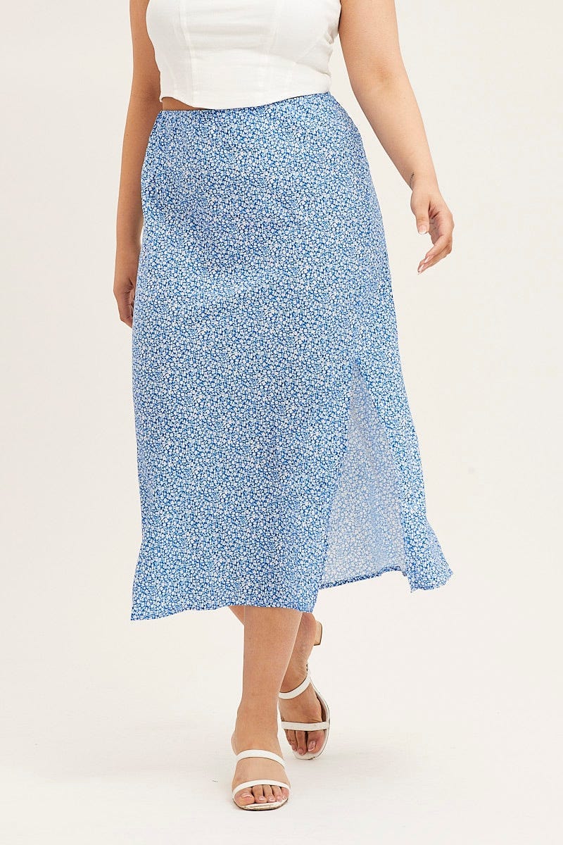 Ditsy Prt Midi Skirt Split For Women By You And All