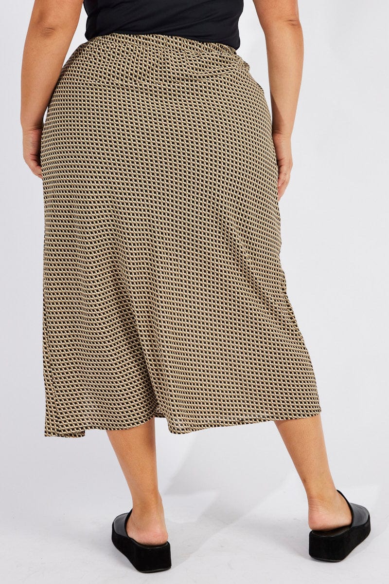 Black Geo Midi Split Skirt for YouandAll Fashion