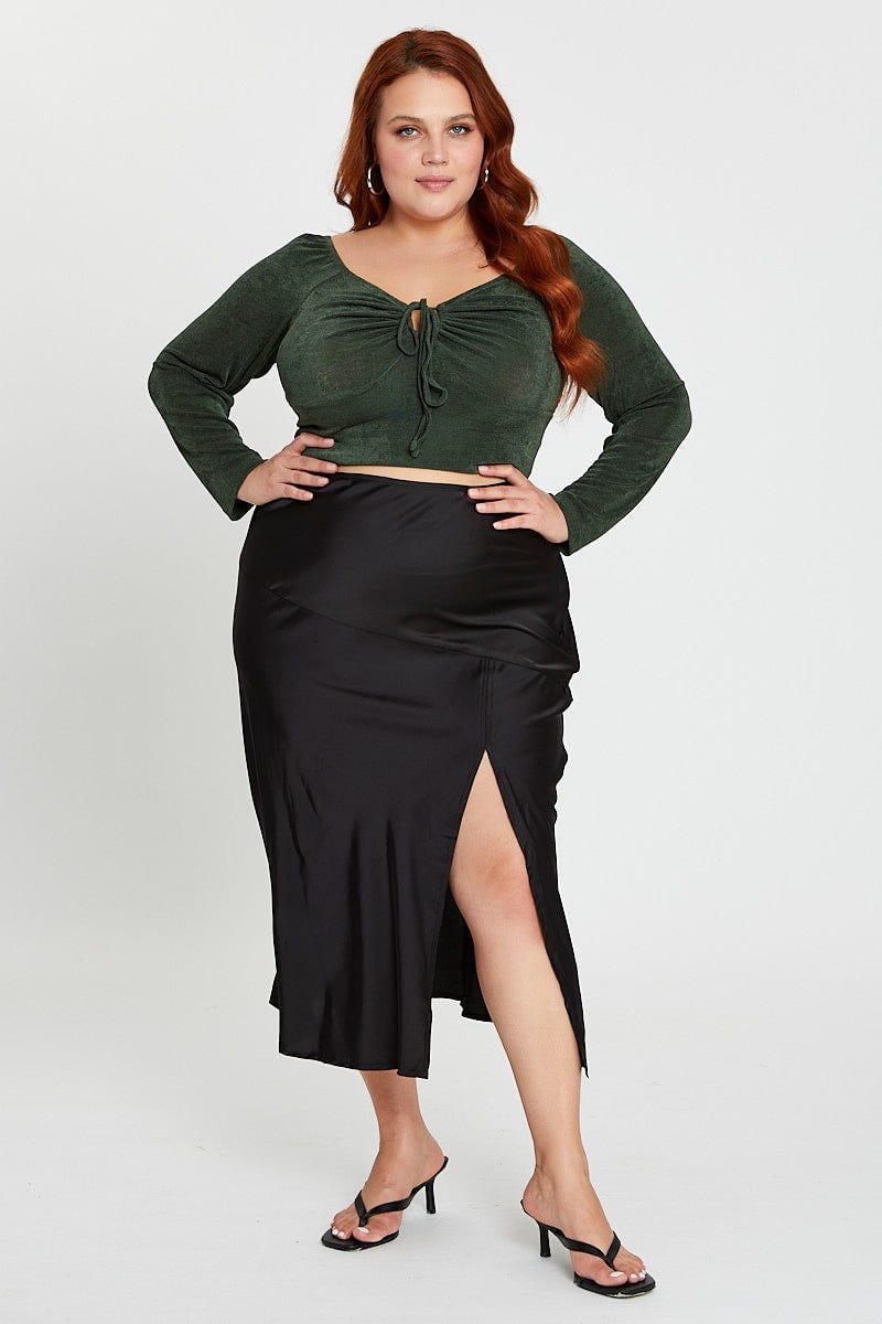 Green Midi Skirt For Women By You And All