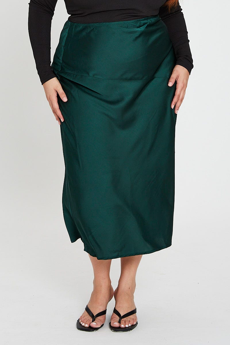 Green Midi Skirt For Women By You And All