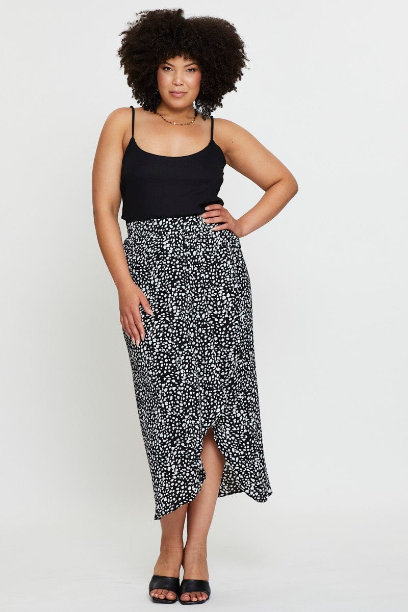 Geo Print Midi Skirt Ruchedd For Women By You And All