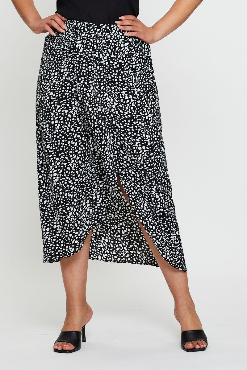 Geo Print Midi Skirt Ruchedd For Women By You And All
