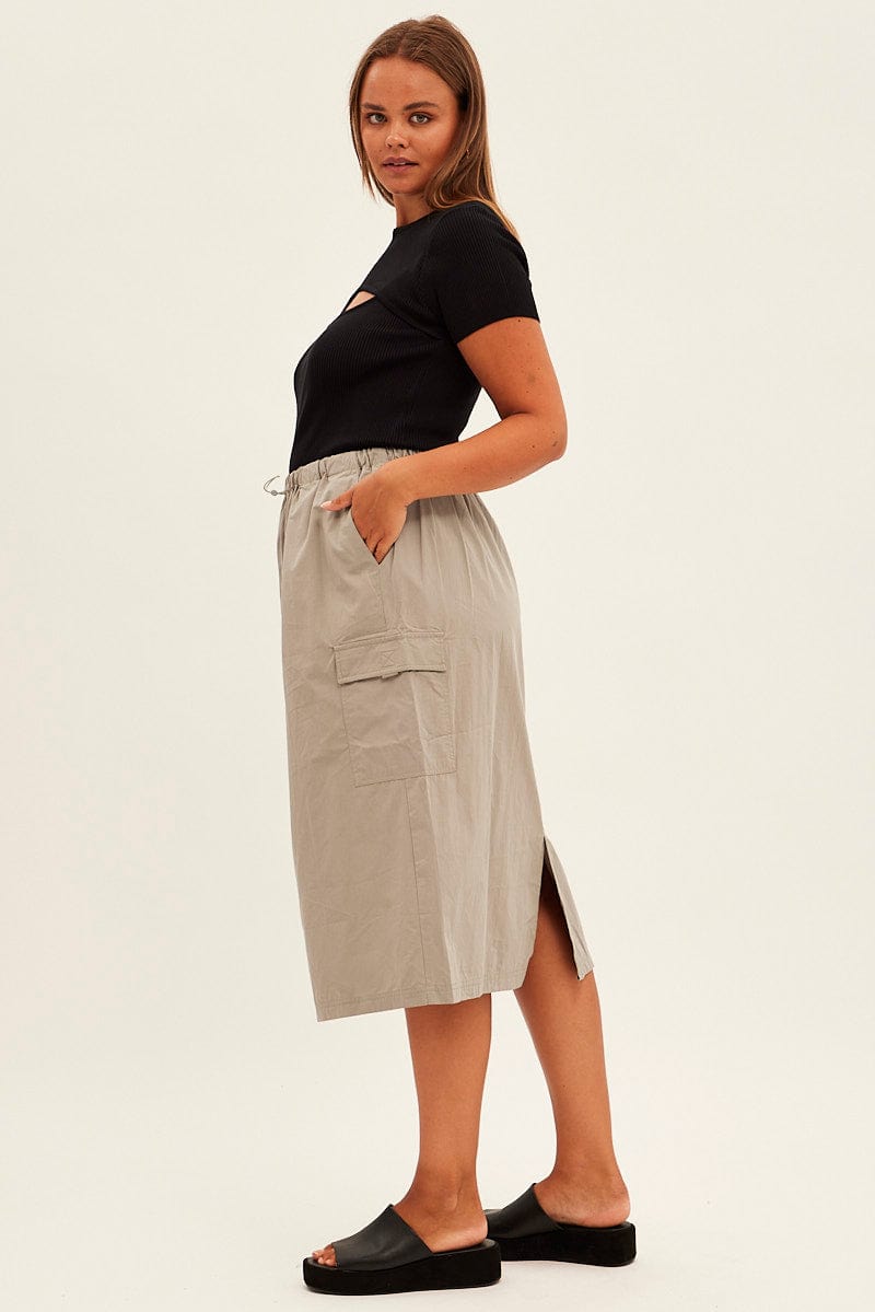 Grey Parachute Midi Skirt for YouandAll Fashion