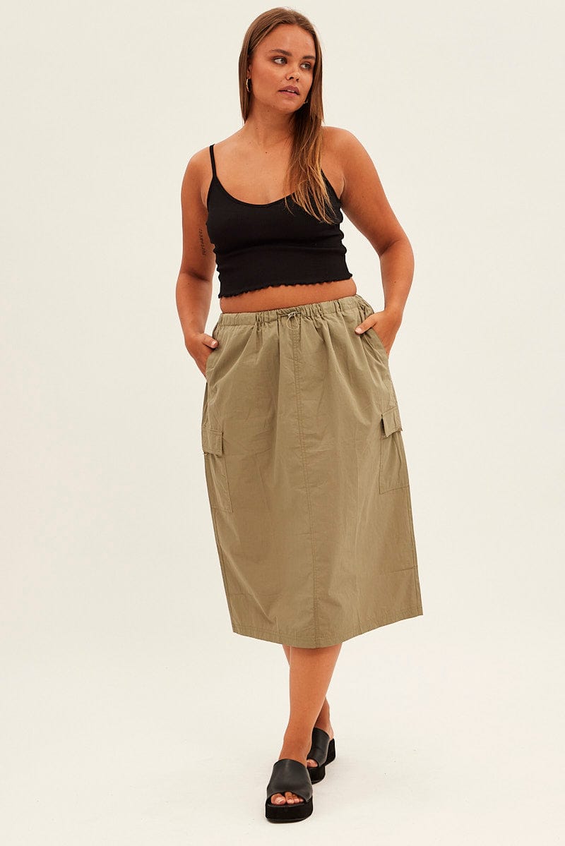 Green Parachute Midi Skirt for YouandAll Fashion