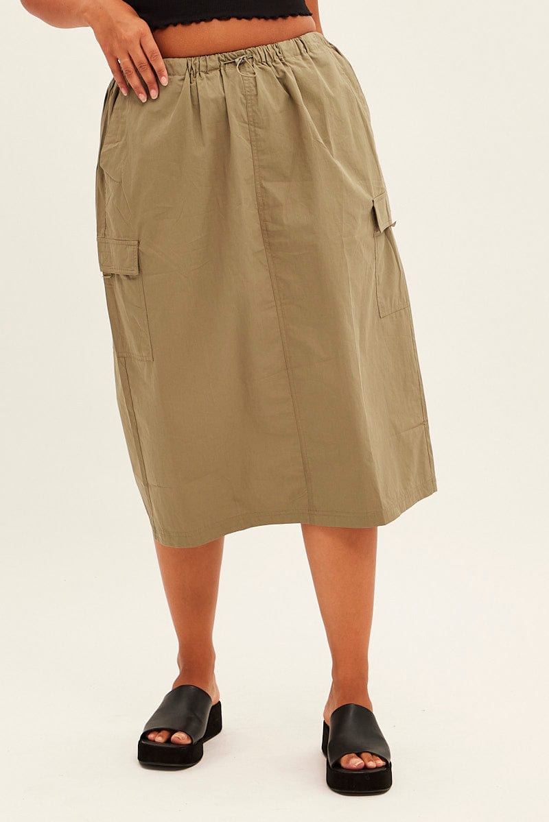 Green Parachute Midi Skirt for YouandAll Fashion