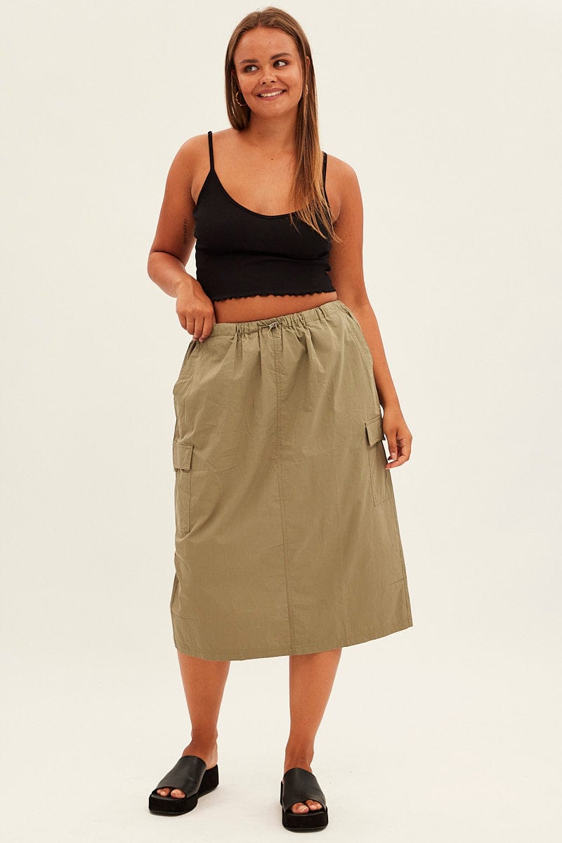 Green Parachute Midi Skirt for YouandAll Fashion